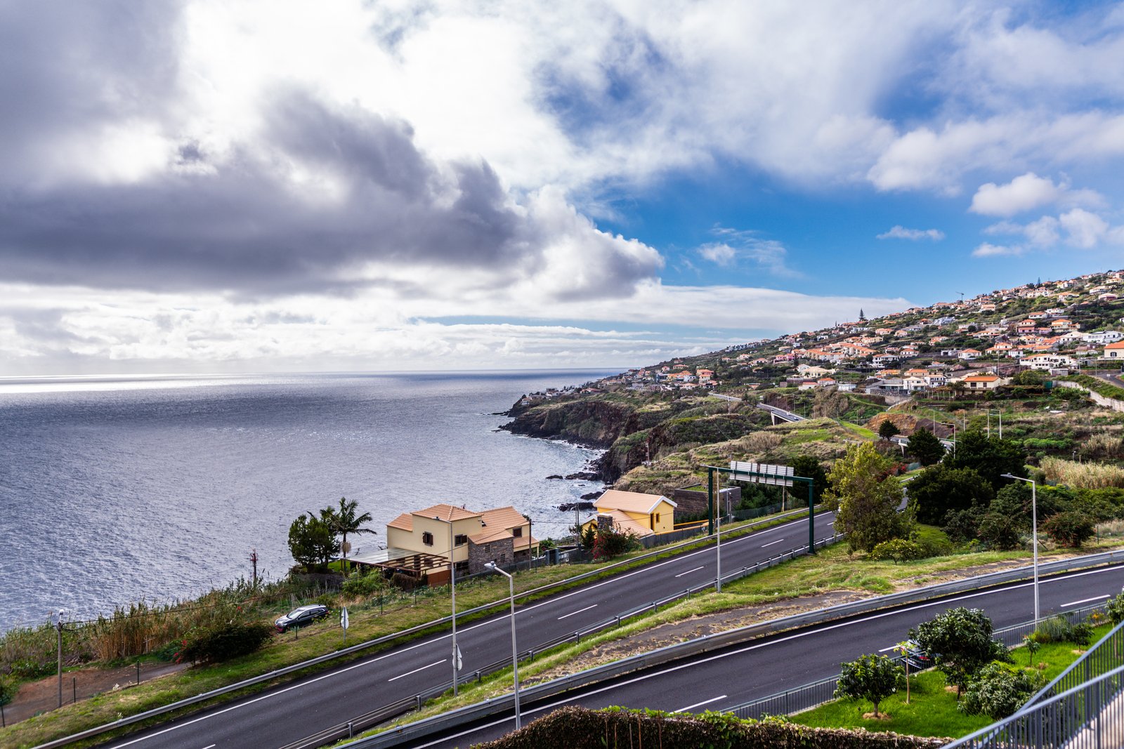 Panoramic Atlantic Ocean and south-coast view from Guesthouse Olival in Gaula, Madeira